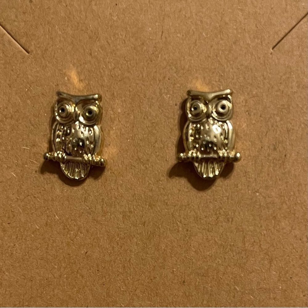 Gold Colored Owl Earrings
